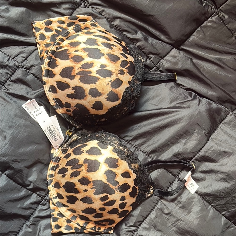 Victoria's Secret Animal Print Bra with Black Lace